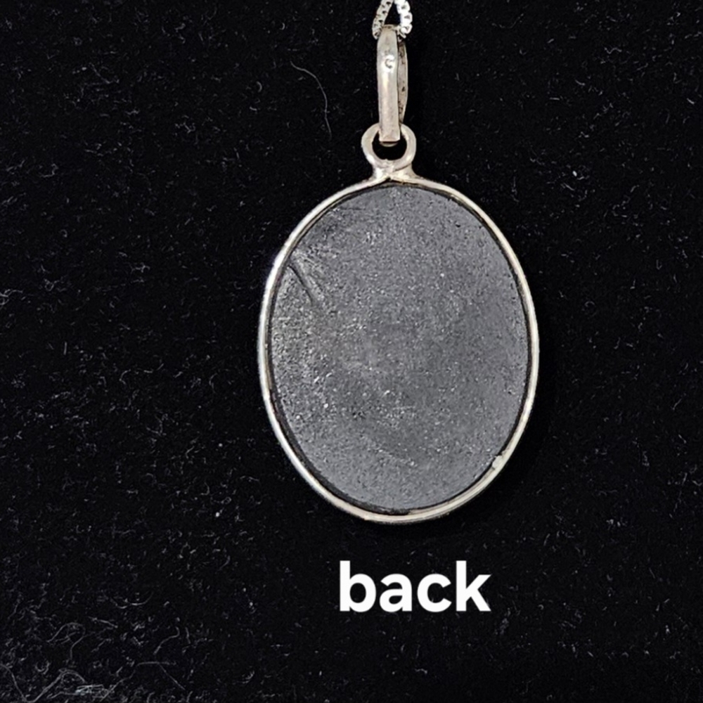 Blue Dichroic Glass Pendant with Sterling Silver Box Chain Necklace - Picture 4 of 4